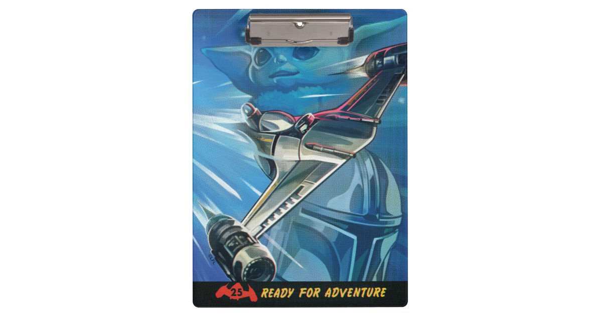 Retro Mandalorian & Grogu Hyperspace Illustration Clipboard Zazzle
