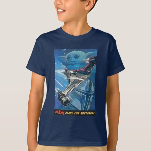 Retro Mandalorian  Grogu Hyperspace Illustration T_Shirt