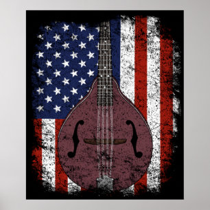 Retro Mandolin Gift Vintage Country Music American Poster