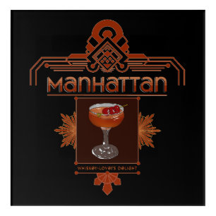Retro Manhattan Cocktail Illustration Acrylic Print