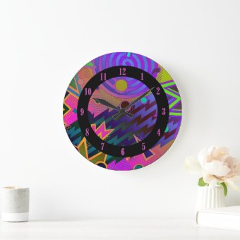 Retro Mania 80's Abstract Wall Clock | Zazzle