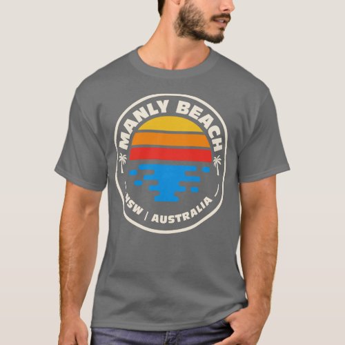 Retro Manly Beach New South Wales Australia Vintag T_Shirt