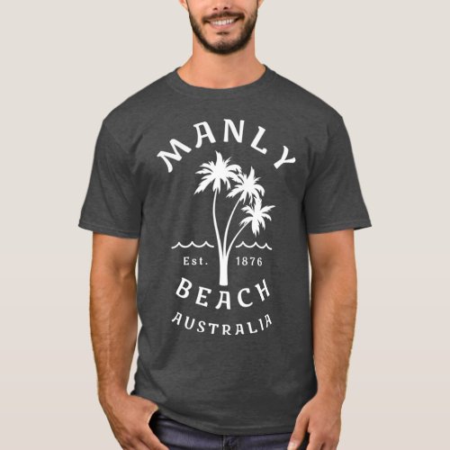 Retro Manly Beach Original Australia Graphic T_Shirt