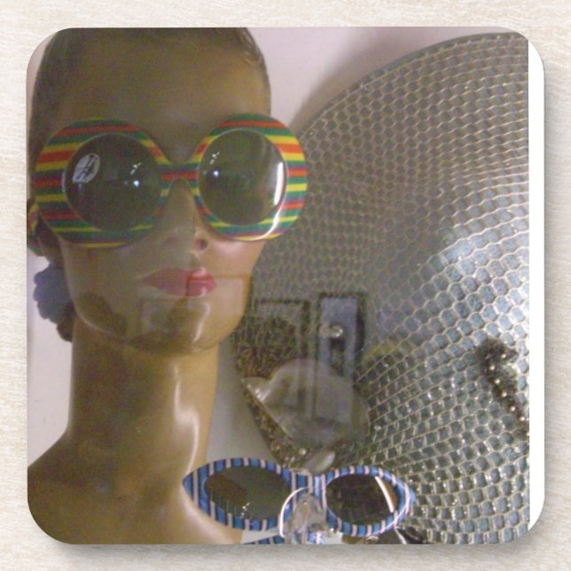Retro Mannequin Head Beverage Coaster (Front)