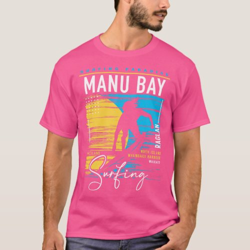Retro Manu Bay Raglan Surfing Surfers Paradise Sur T_Shirt