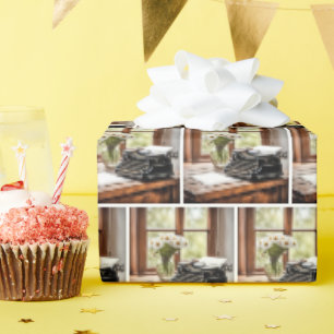 Retro Manual Typewriter With Daisies Wrapping Paper