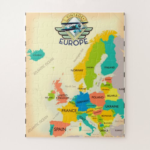 Retro Map Of Europe Jigsaw Puzzle