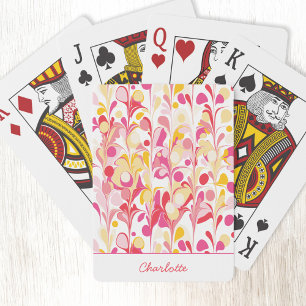 Retro Marble Abstract Pattern Pink Personalized Poker Cards