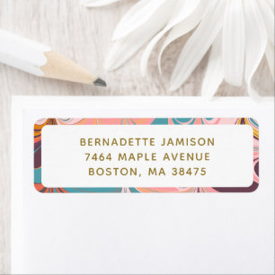 Retro Marble Swirl Personalized Return Address Label