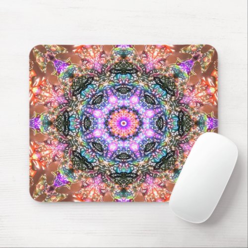 Retro marbled flower colored skin tones persian  mouse pad