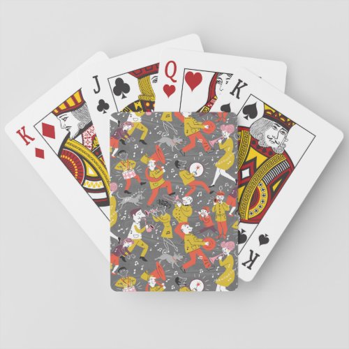  Retro Marching Band on Gray Playing Cards