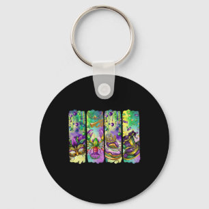 Retro Mardi Gras Fleur De Lis King Cake Louisiana Keychain