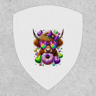 Retro Mardi Gras , Highland Cow Patch