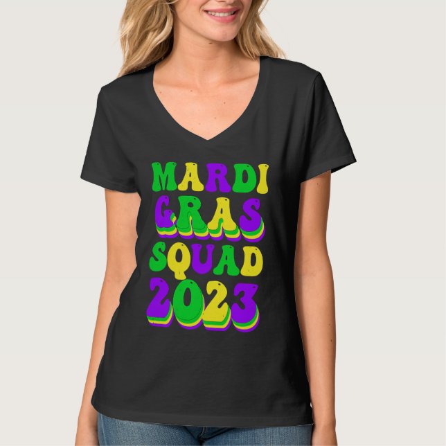 Retro Mardi Gras Squad 2023 Leopard Print Family M T-Shirt (Front)