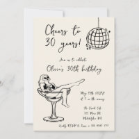 Retro Marg cheers Birthday Party invitation
