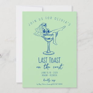 retro marg coastal beach bachelorette weekend invitation