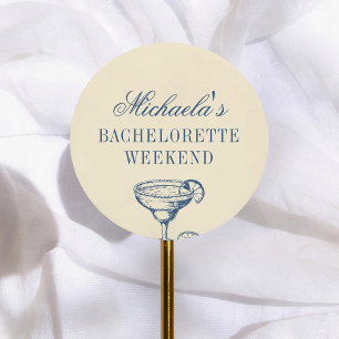 Retro Margarita Preppy Bachelorette Favor Classic Round Sticker