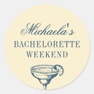 Retro Margarita Preppy Bachelorette Favor Classic Round Sticker