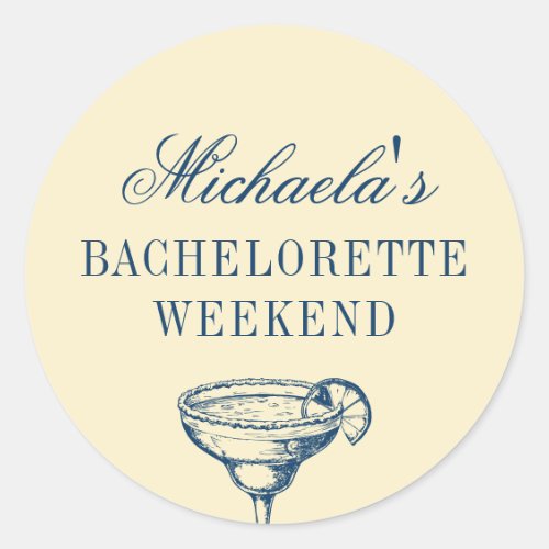 Retro Margarita Preppy Bachelorette Favor Classic Round Sticker