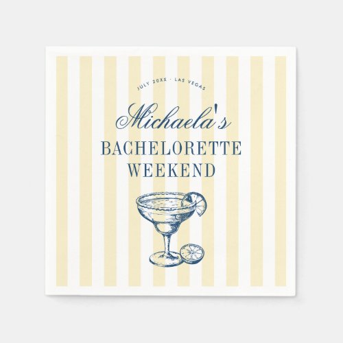Retro Margarita Preppy Bachelorette Weekend Party  Napkins
