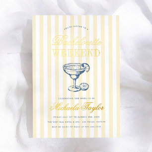 Retro Margarita Preppy Gold Bachelorette Weekend Foil Invitation