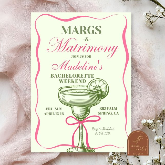 Retro Margaritas and Matrimony Bachelorette Invitation (Creator Uploaded)