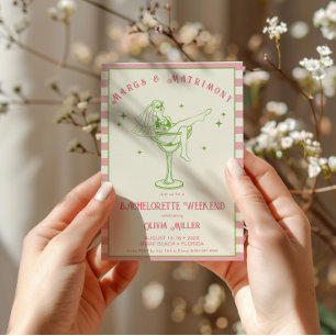 Retro Margs & Matrimony Bachelorette weekend Invitation