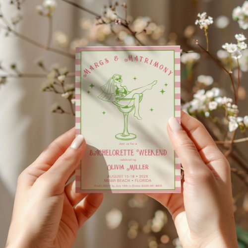 Retro Margs  Matrimony Bachelorette weekend Invitation