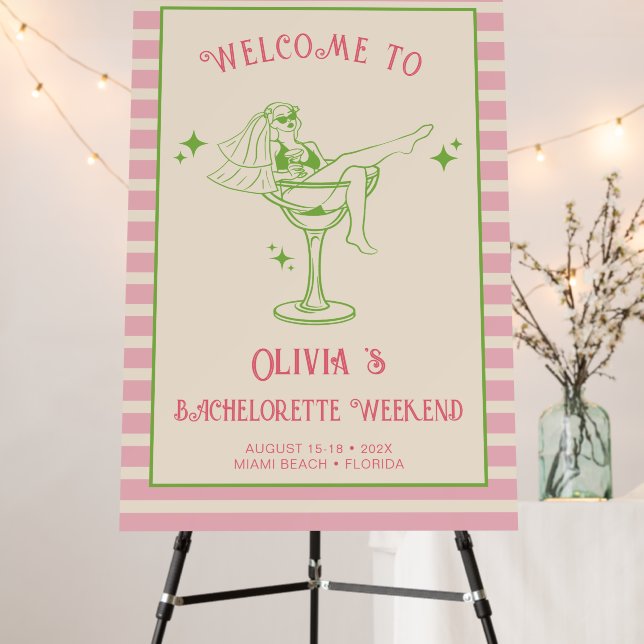 Retro Margs & Matrimony Bachelorette Welcome Foam Board (In Situ (Stand))
