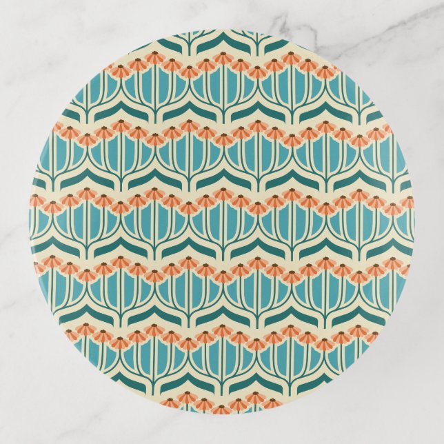 Retro marigolds trinket tray (Front)