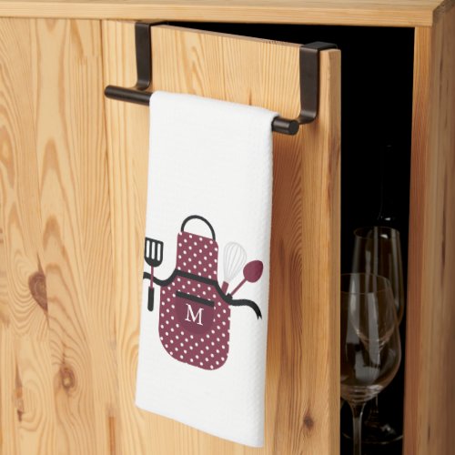 Retro Maroon Apron Kitchen Towel