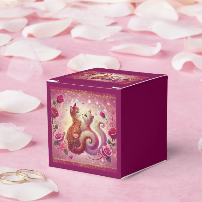 Retro Maroon Cat - Favor Boxes (Wedding)