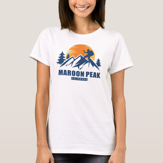 Retro Maroon Peak Hike T-Shirt (Front)