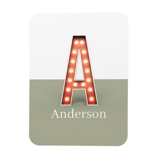 Retro Marquee Letter A Personalized Magnet (Vertical)