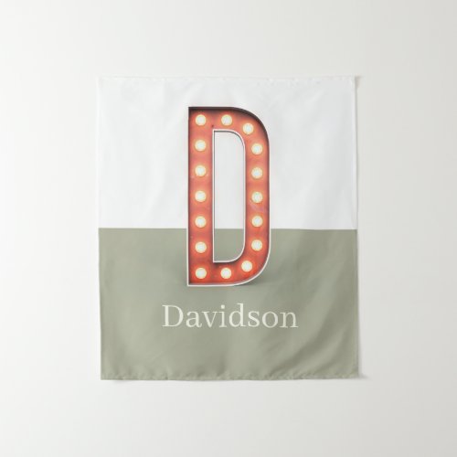 Retro Marquee Letter D Personalized Tapestry