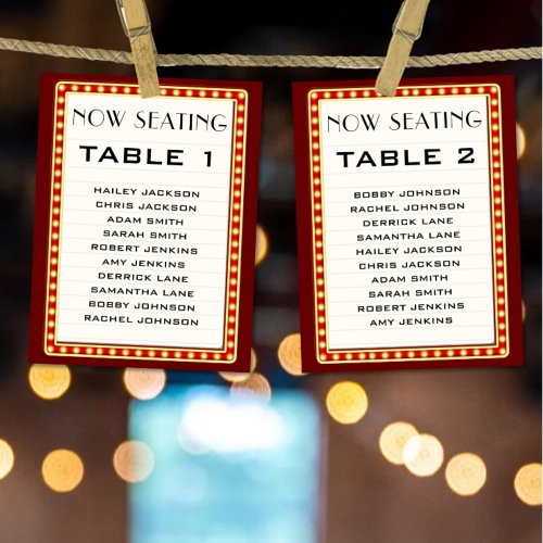 Retro Marquee Sign Wedding Reception Seating Chart Table Number