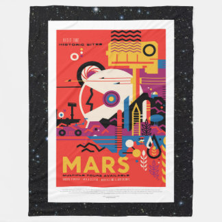 Retro Mars Historic Sites space tourism Fleece Blanket