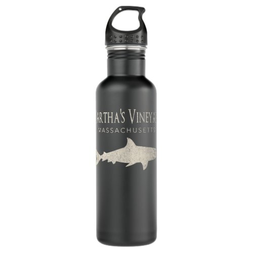 Retro Marthas Vineyard MA Shark  Stainless Steel Water Bottle