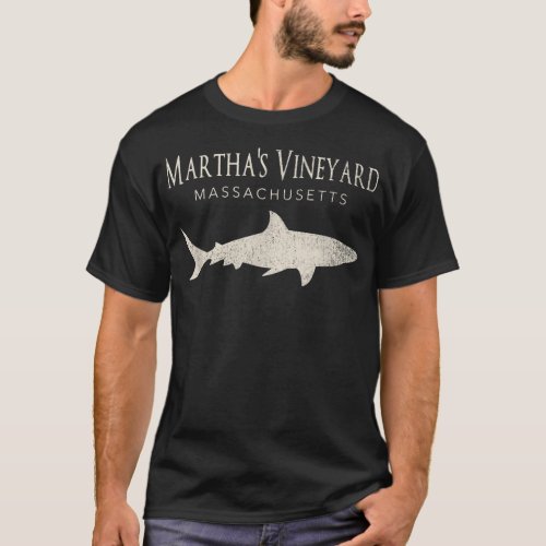 Retro Marthas Vineyard MA Shark  T_Shirt