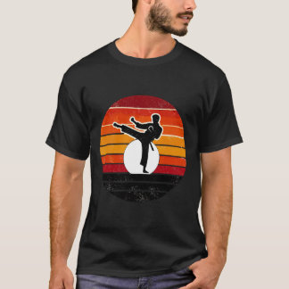 Retro Martial Arts Sunset Silhouette Kick - Karate T-Shirt
