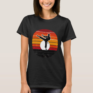 Retro Martial Arts Sunset Silhouette Kick - Karate T-Shirt