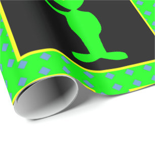 Retro Martian Alien Peace Sign Neon Colors Wrapping Paper