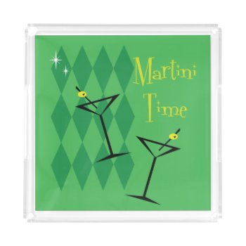 Retro Martini Acrylic Tray by WaywardMuse at Zazzle