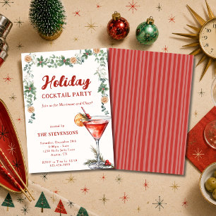 Retro Martini Christmas Cocktail Holiday Party Invitation