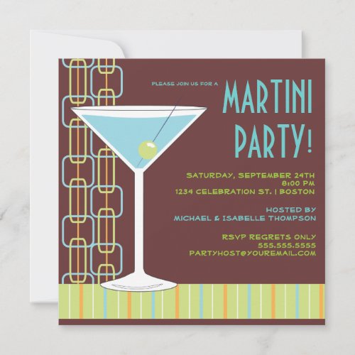 Retro Martini Cocktail Party Invitation