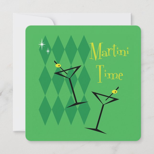 Retro Martini Cocktail Party Invitations (Front)