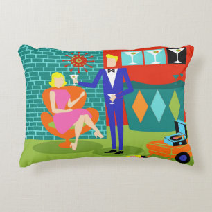 Retro Martini Couple Accent Pillow