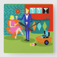 Retro Martini Couple Acrylic Wall Clock