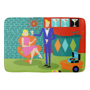 Retro Martini Couple Bath Mat