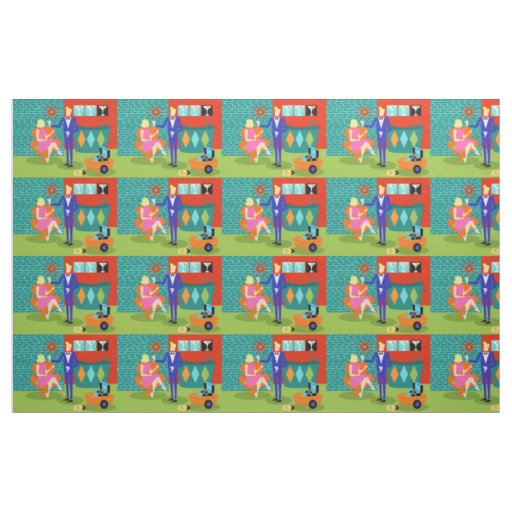Retro Martini Couple Fabric